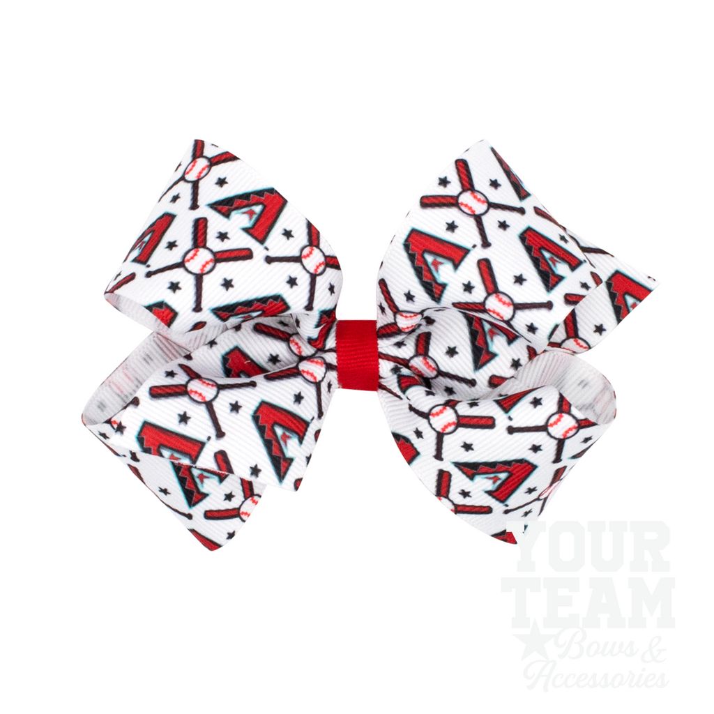 Medium Arizona Diamondbacks Logo Print Grosgrain Hair Bow - ARIZONA DIAMONDBACKS