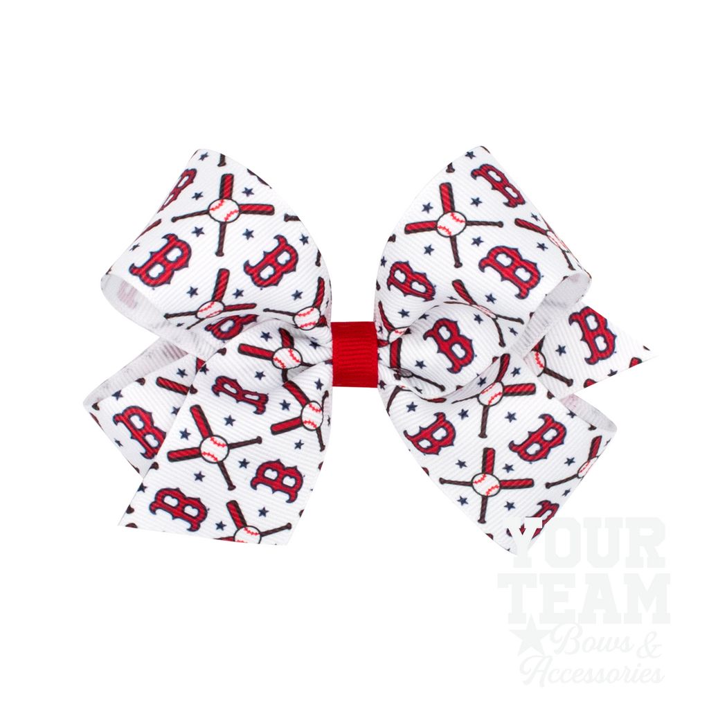 Medium Boston Red Sox Logo Print Grosgrain Hair Bow - BOSTON RED SOX