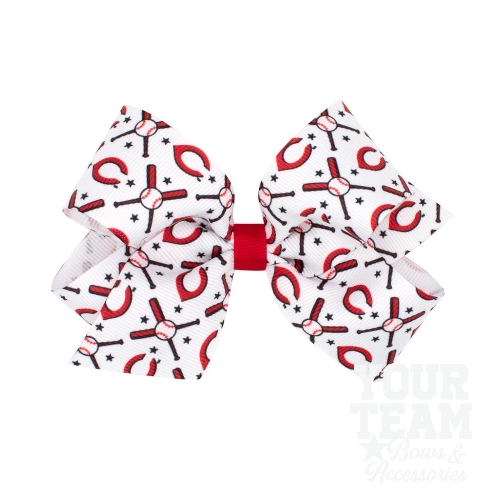 Medium Cincinnati Reds Logo Print Grosgrain Hair Bow - CINCINNATI REDS