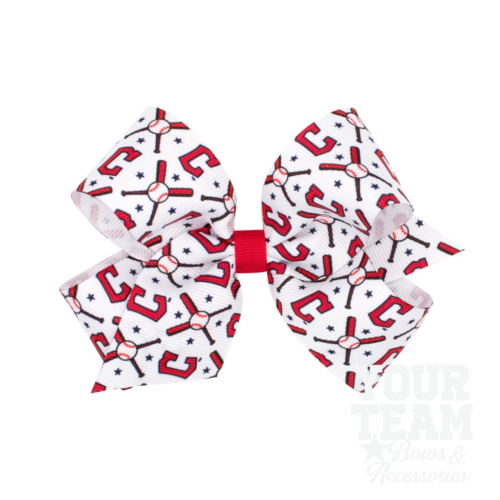 Medium Cleveland Guardians Logo Print Grosgrain Hair Bow - CLEVELAND GUARDIANS