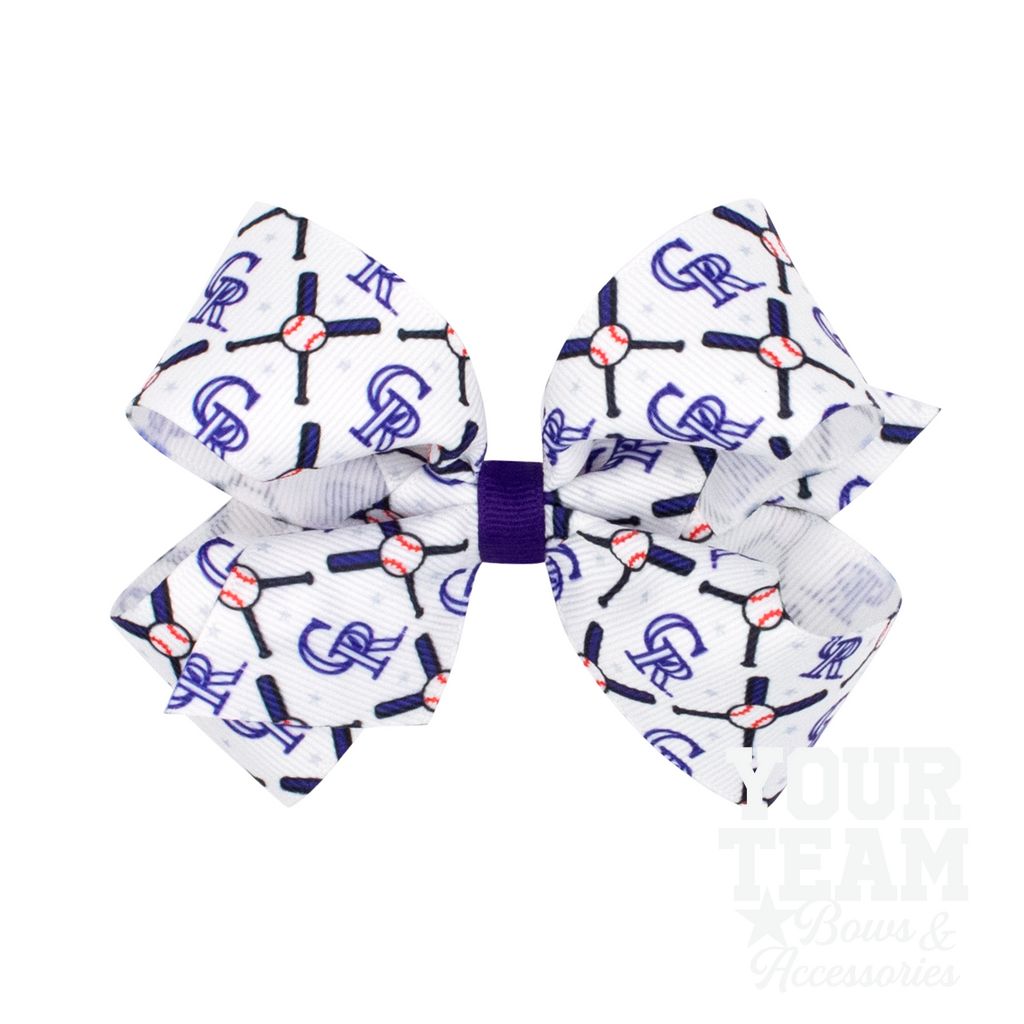 Medium Colorado Rockies Logo Print Grosgrain Hair Bow - COLORADO ROCKIES