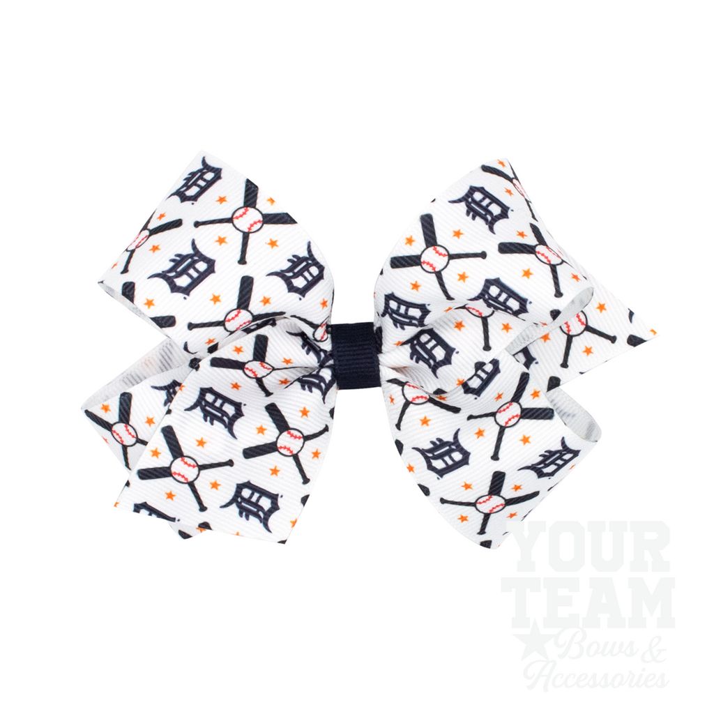 Medium Detroit Tigers Logo Print Grosgrain Hair Bow - DETROIT TIGERS