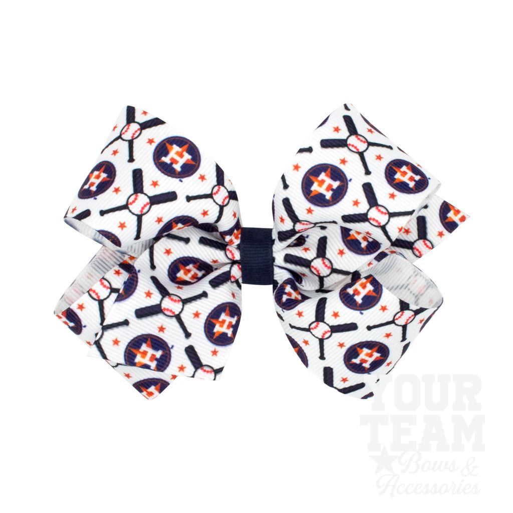 Medium Houston Astros Logo Print Grosgrain Hair Bow - HOUSTON ASTROS