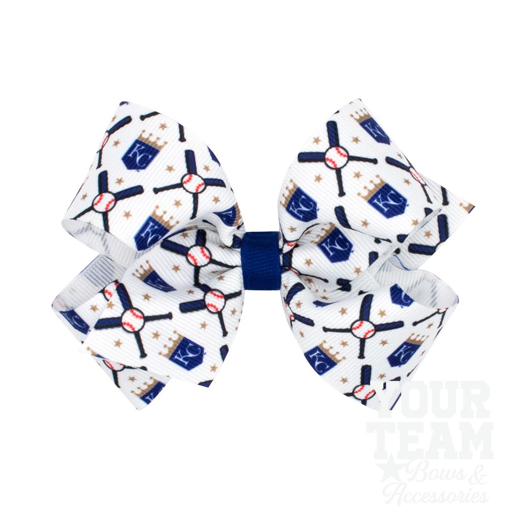 Medium Kansas City Royals Logo Print Grosgrain Hair Bow - KANSAS CITY ROYALS