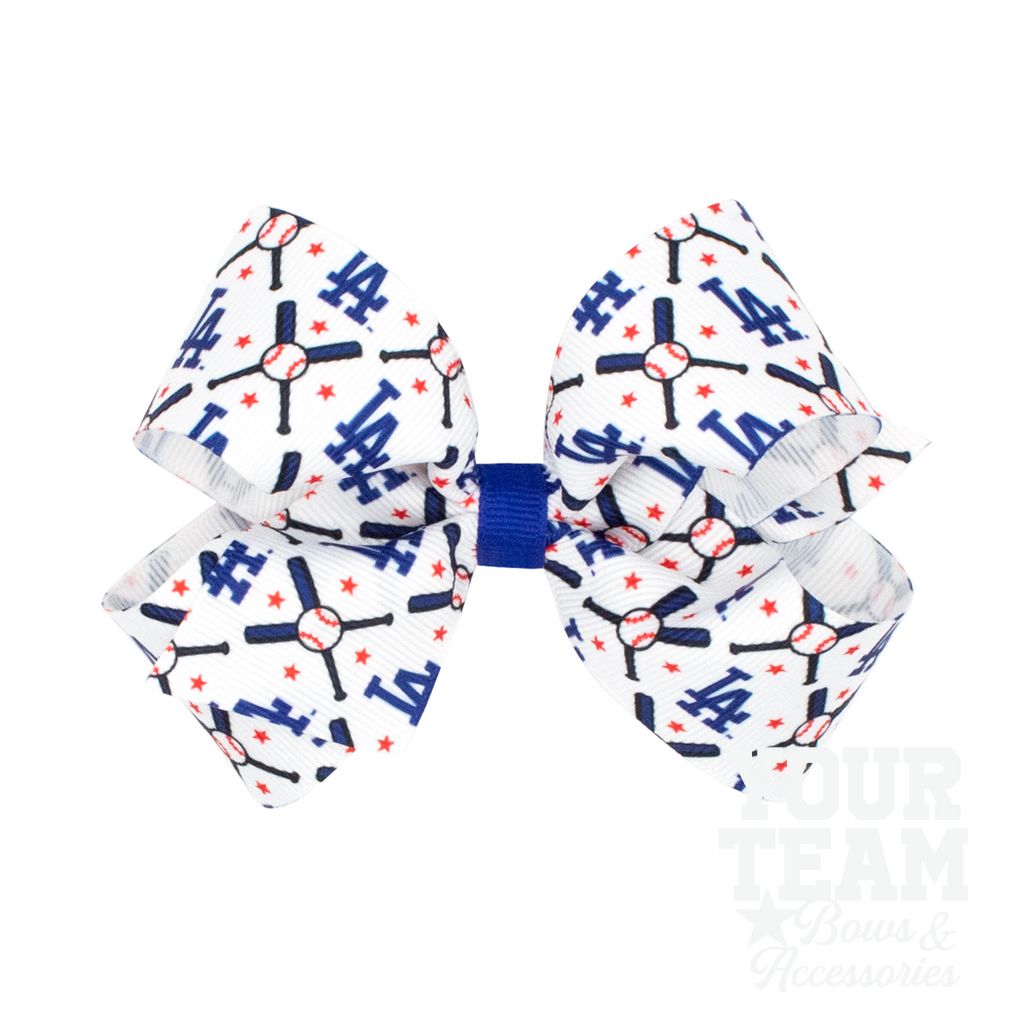 Medium Los Angeles Dodgers Logo Print Grosgrain Hair Bow - LOS ANGELES DODGERS