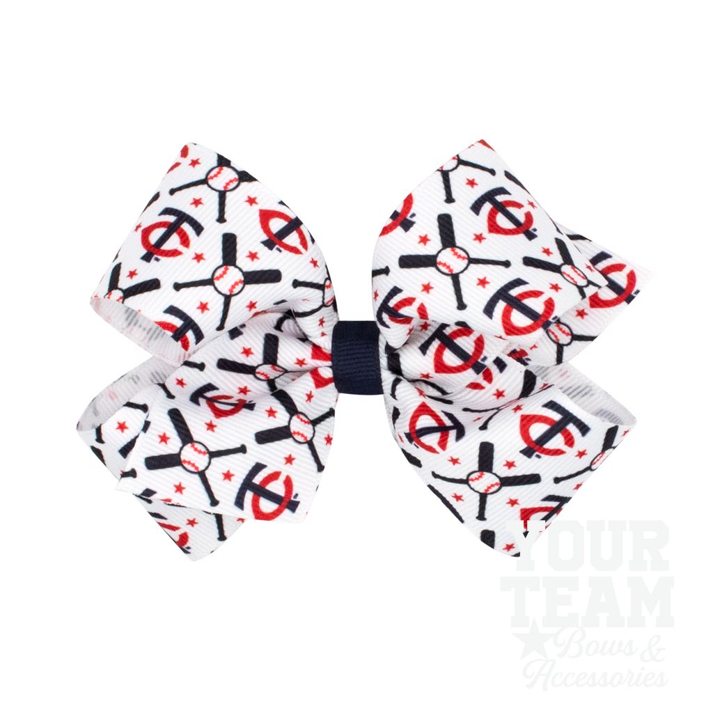 Medium Minnesota Twins Logo Print Grosgrain Hair Bow - MINNESOTA TWINS