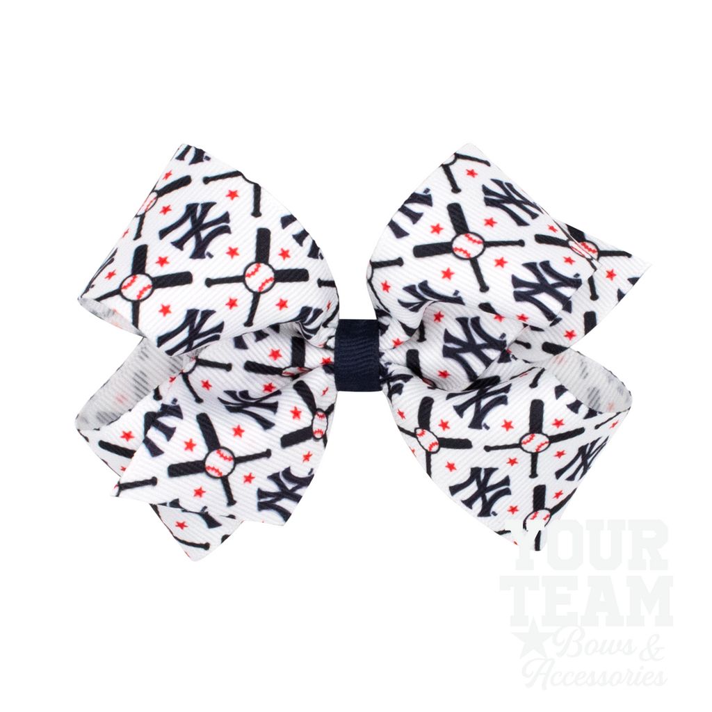 Medium New York Yankees Logo Print Grosgrain Hair Bow - NEW YORK YANKEES