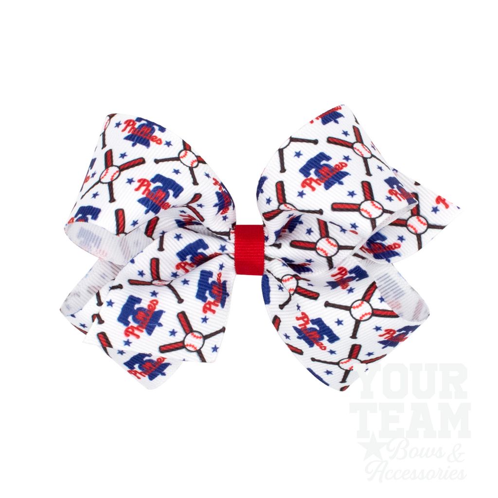 Medium Philadelphia Phillies Logo Print Grosgrain Hair Bow - PHILADELPHIA PHILLIES