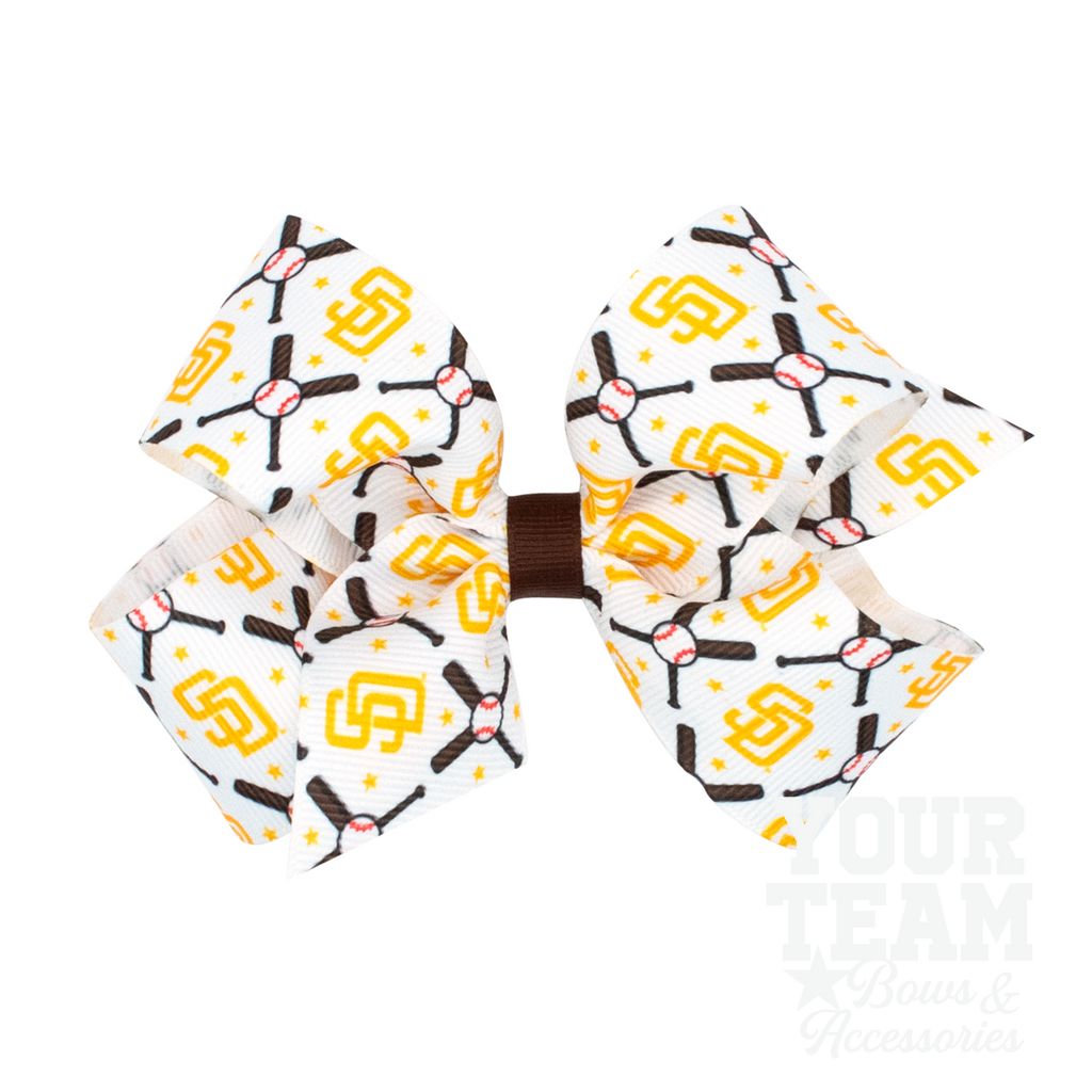 Medium San Diego Padres Logo Print Grosgrain Hair Bow - SAN DIEGO PADRES