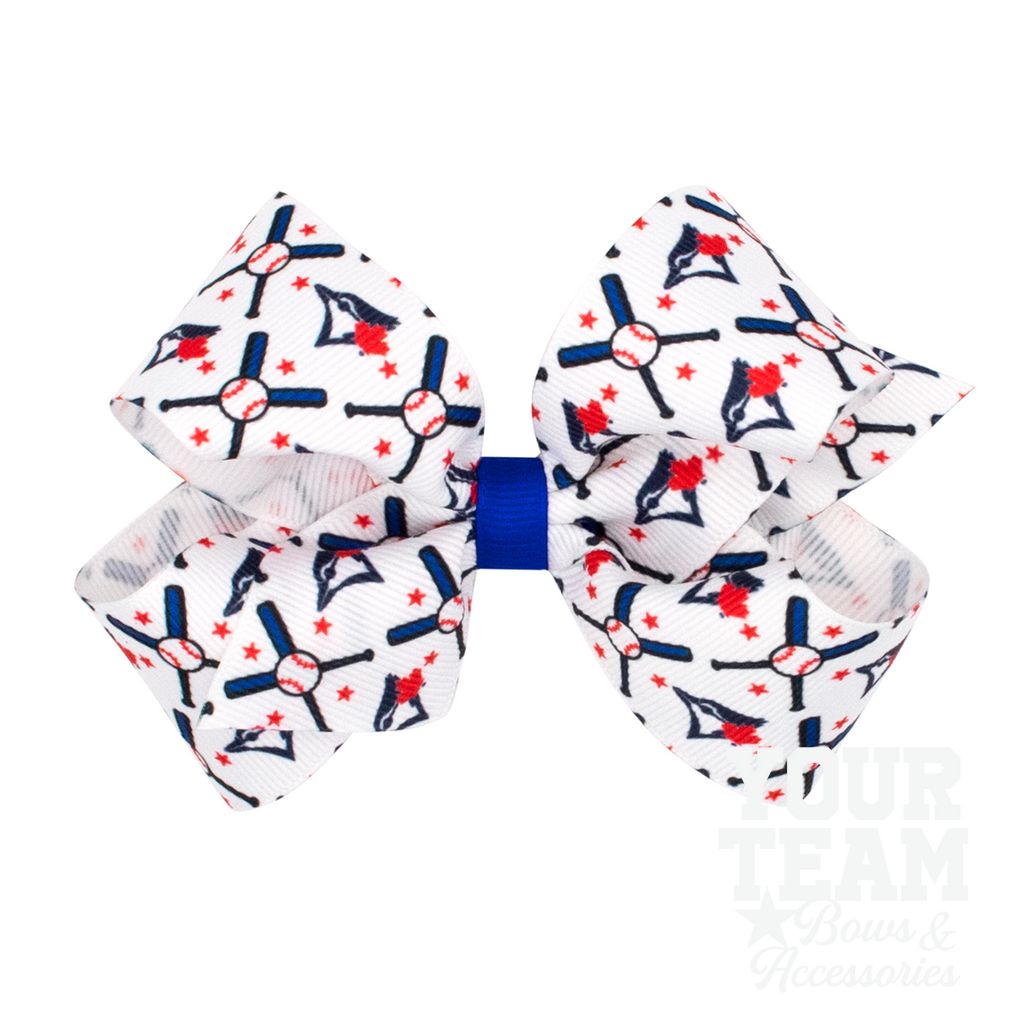 Medium Toronto Blue Jays Logo Print Grosgrain Hair Bow - TORONTO BLUE JAYS