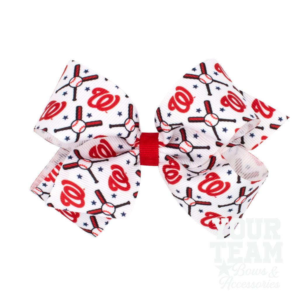 Medium Washington Nationals Logo Print Grosgrain Hair Bow - WASHINGTON NATIONALS