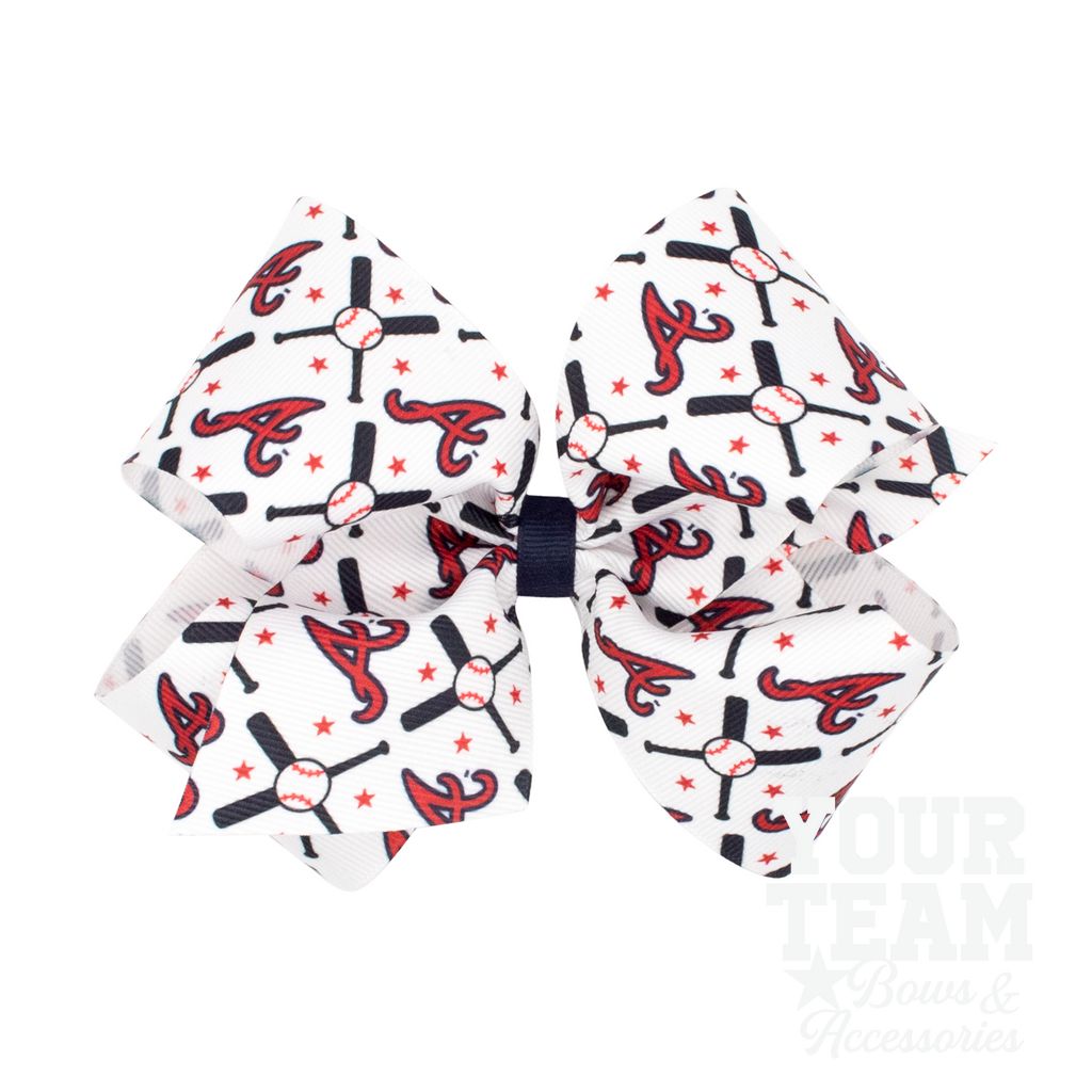 King Atlanta Braves Logo Print Grosgrain Hair Bow - ATLANTA BRAVES