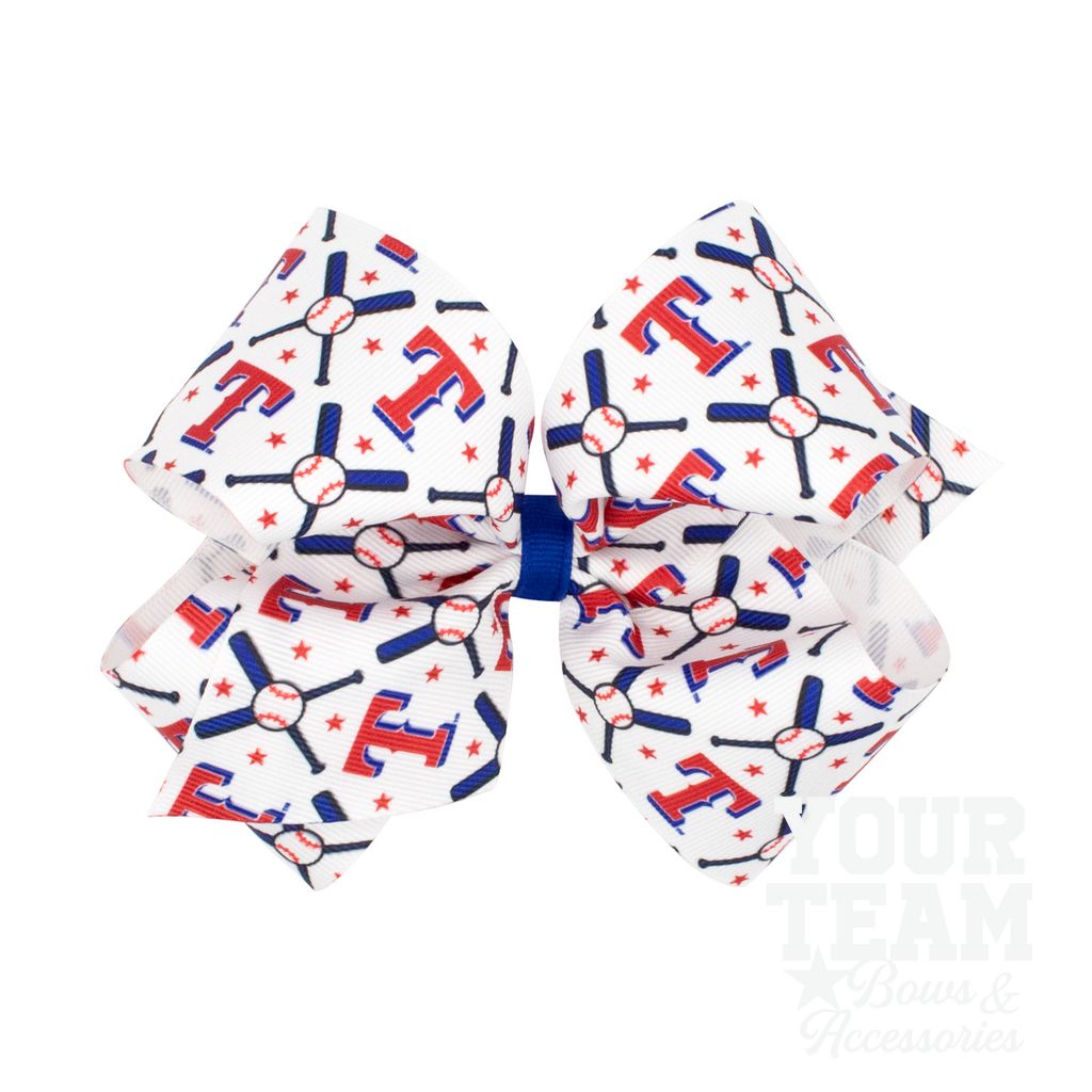 King Texas Rangers Logo Print Grosgrain Hair Bow - TEXAS RANGERS