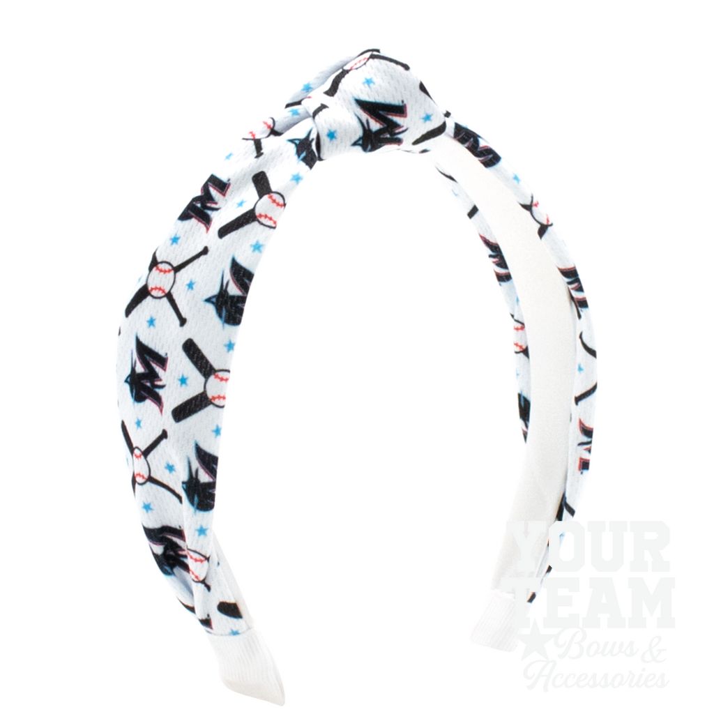 Miami Marlins Logo Print Knot Headband - MIAMI MARLINS