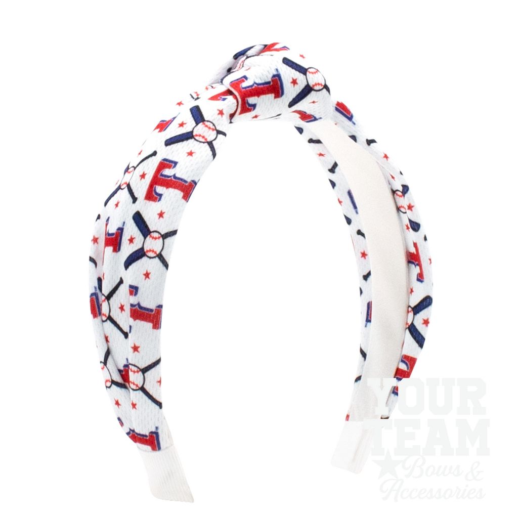 Texas Rangers Logo Print Knot Headband - TEXAS RANGERS