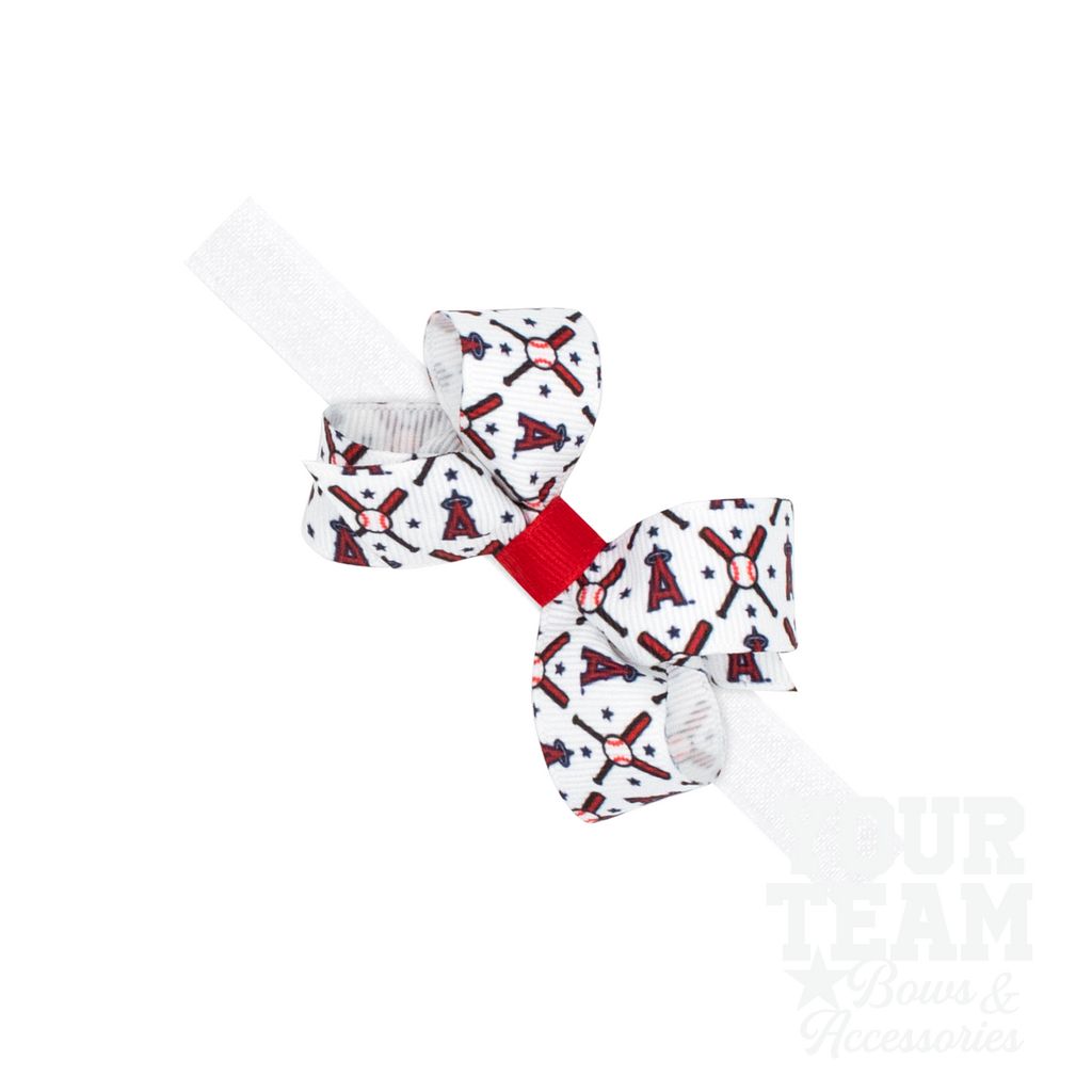Mini Los Angeles Angels Logo Print Bow Baby Band - LOS ANGELES ANGELS / ONE SIZE