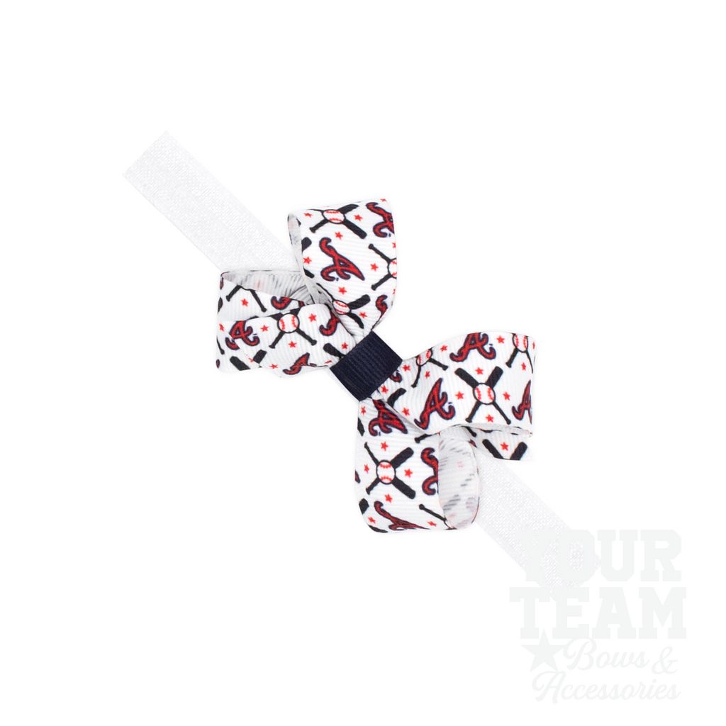 Mini Atlanta Braves Logo Print Bow Baby Band - ATLANTA BRAVES / ONE SIZE