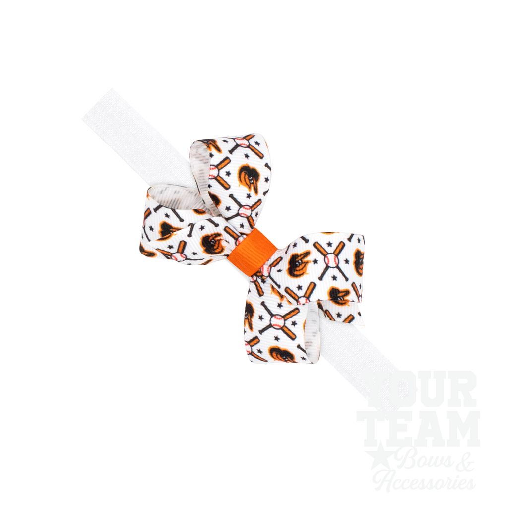Mini Baltimore Orioles Logo Print Bow Baby Band - BALTIMORE ORIOLES / ONE SIZE