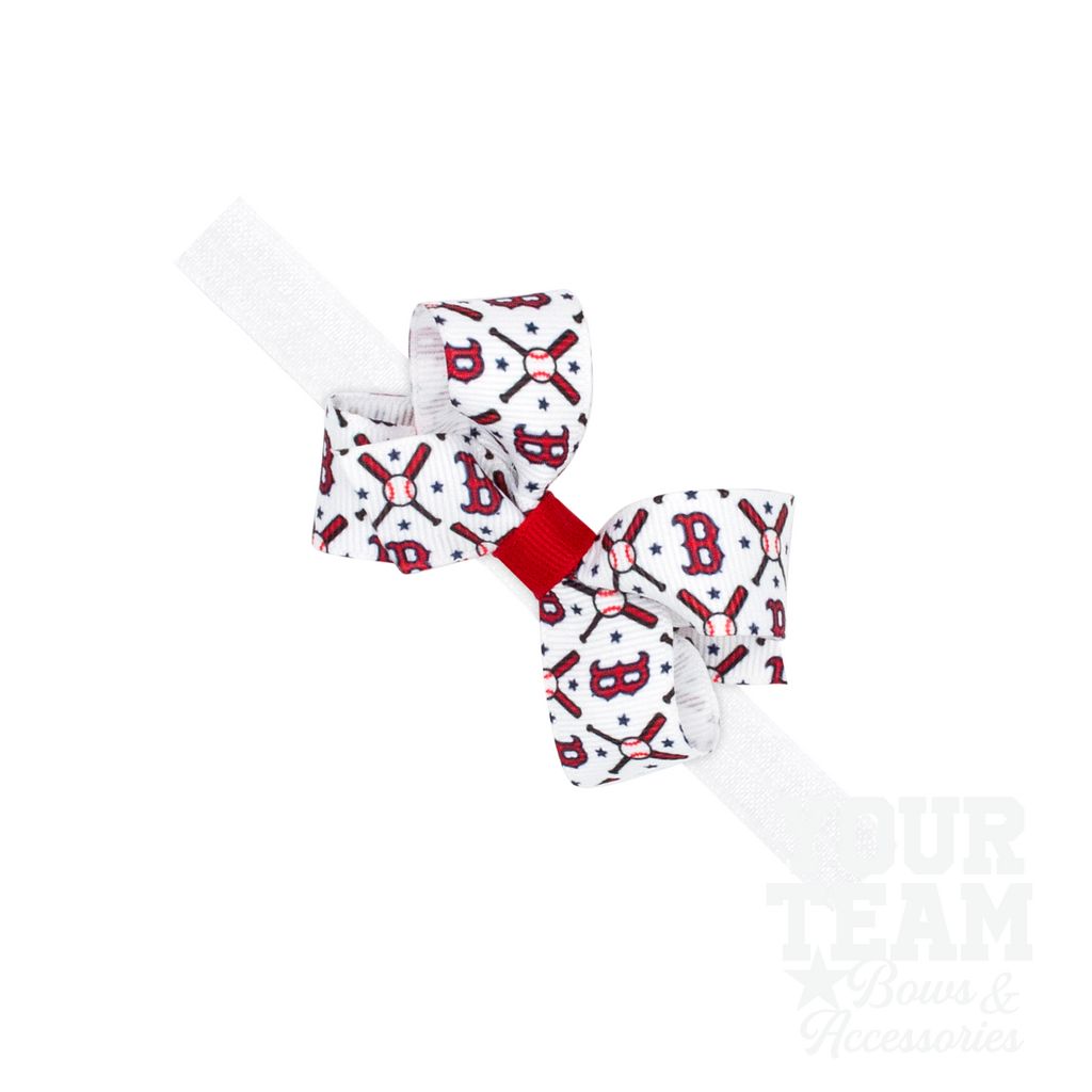 Mini Boston Red Sox Logo Print Bow Baby Band - BOSTON RED SOX / ONE SIZE