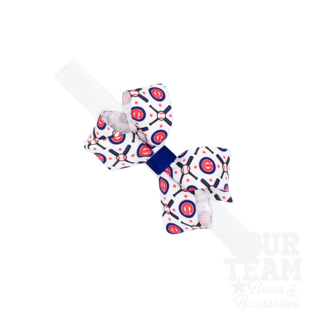 Mini Chicago Cubs Logo Print Bow Baby Band - CHICAGO CUBS / ONE SIZE