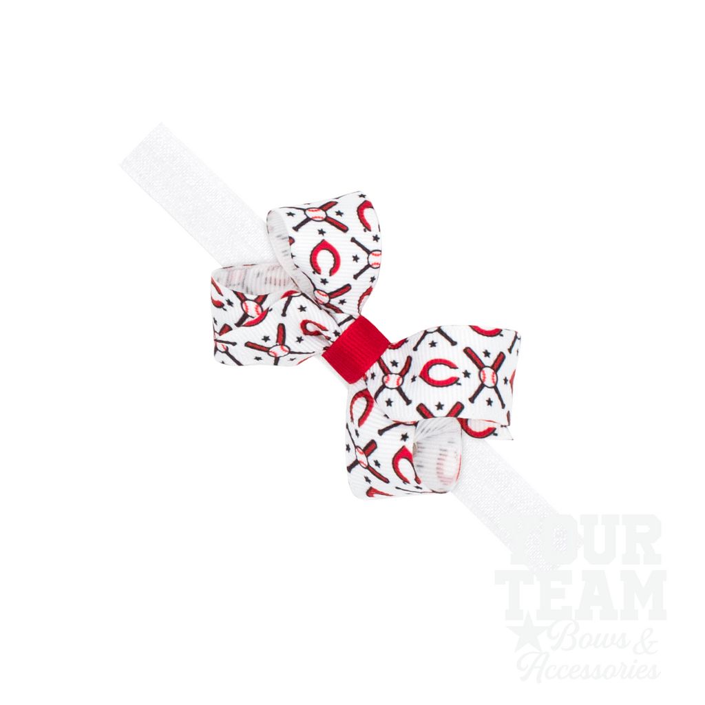 Mini Cincinnati Reds Logo Print Bow Baby Band - CINCINNATI REDS / ONE SIZE