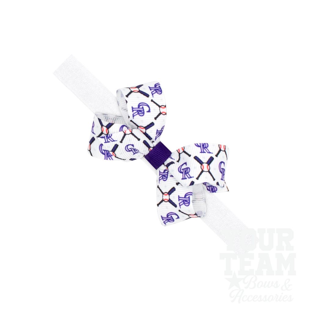 Mini Colorado Rockies Logo Print Bow Baby Band - COLORADO ROCKIES / ONE SIZE