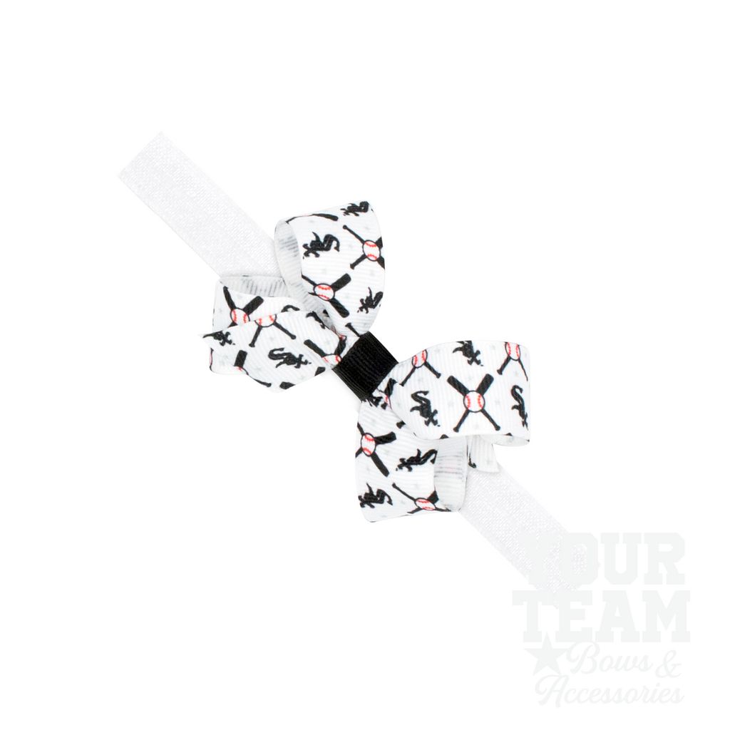 Mini Chicago White Sox Logo Print Bow Baby Band - CHICAGO WHITE SOX / ONE SIZE