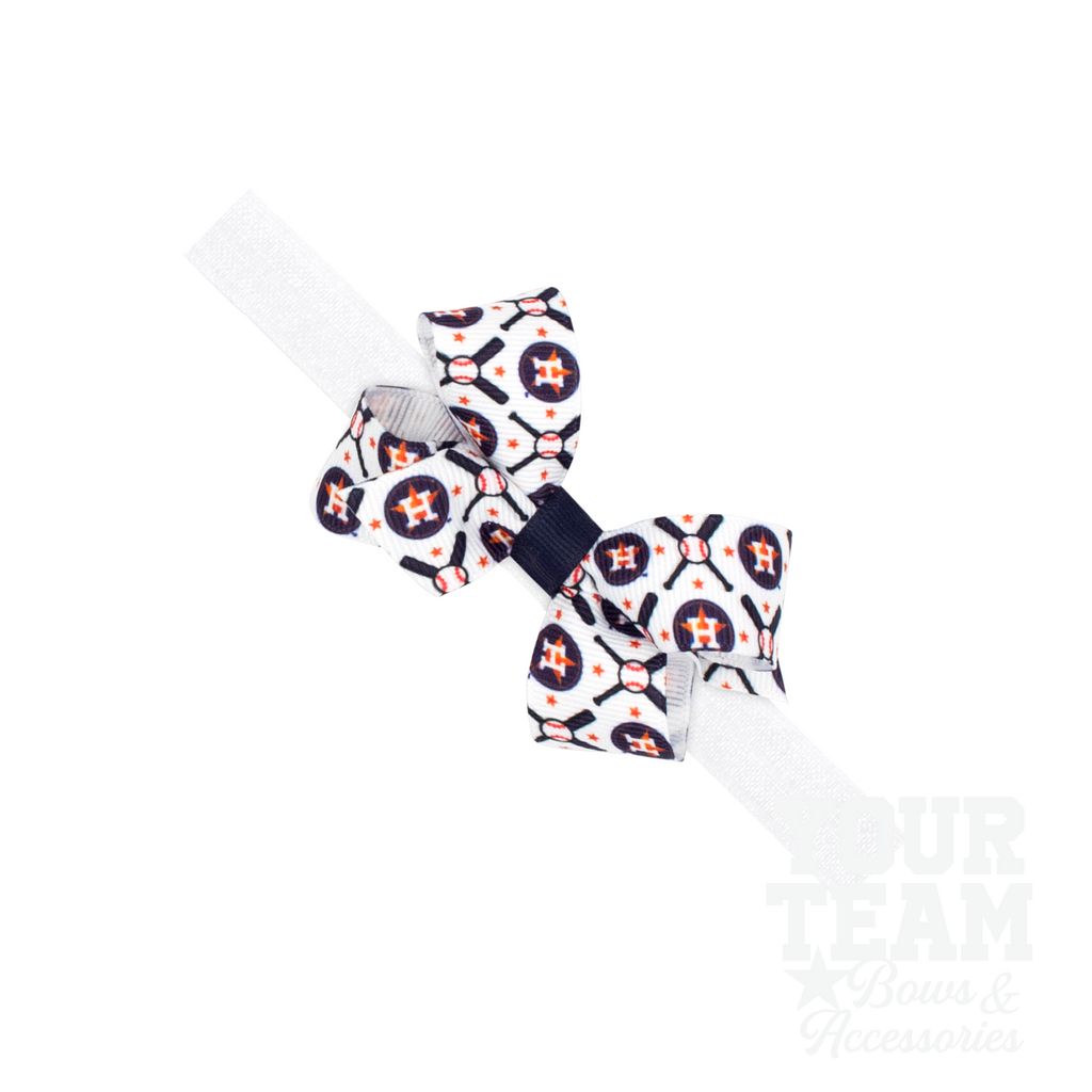 Mini Houston Astros Logo Print Bow Baby Band - HOUSTON ASTROS / ONE SIZE