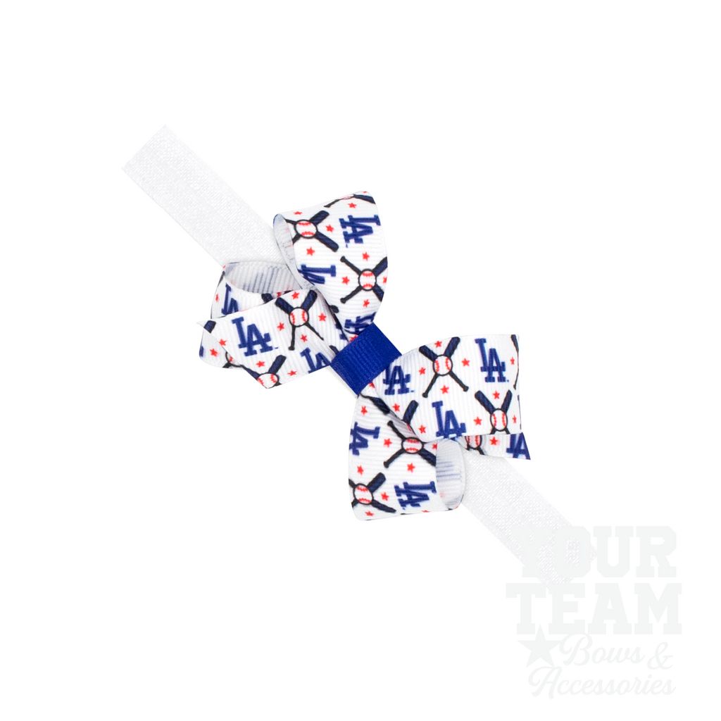 Mini Los Angeles Dodgers Logo Print Bow Baby Band - LOS ANGELES DODGERS / ONE SIZE