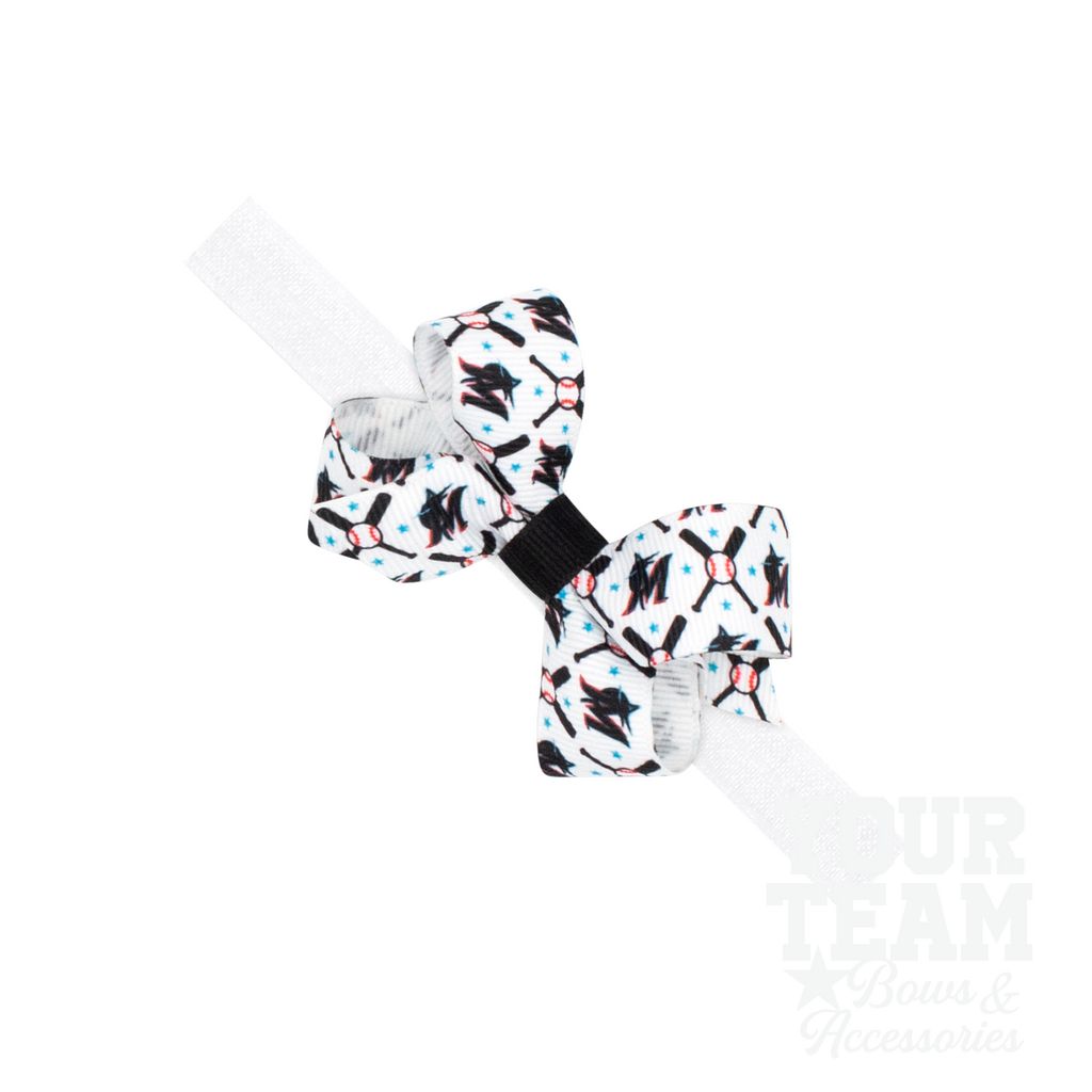 Mini Miami Marlins Logo Print Bow Baby Band - MIAMI MARLINS / ONE SIZE