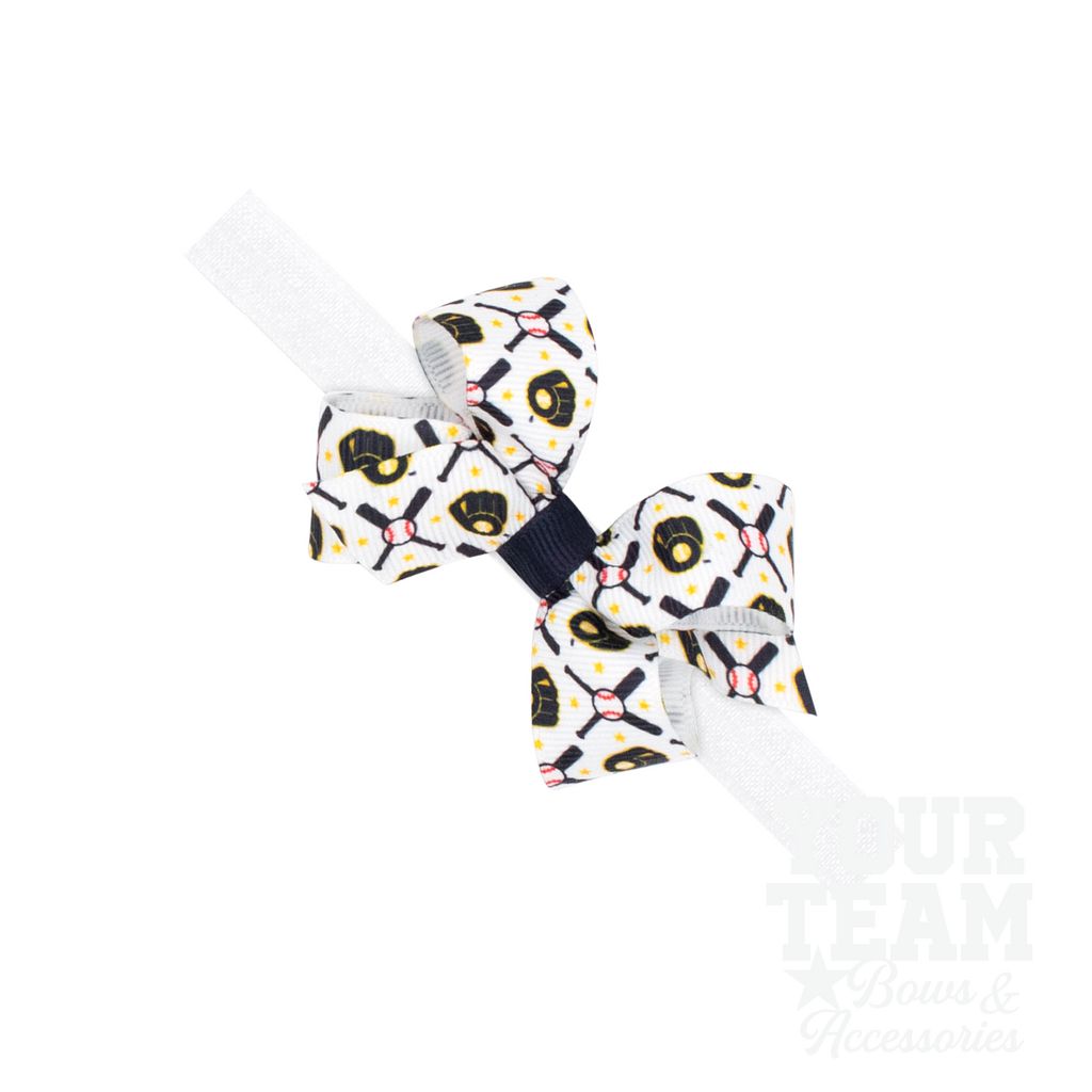 Mini Milwaukee Brewers Logo Print Bow Baby Band - MILWAUKEE BREWERS / ONE SIZE