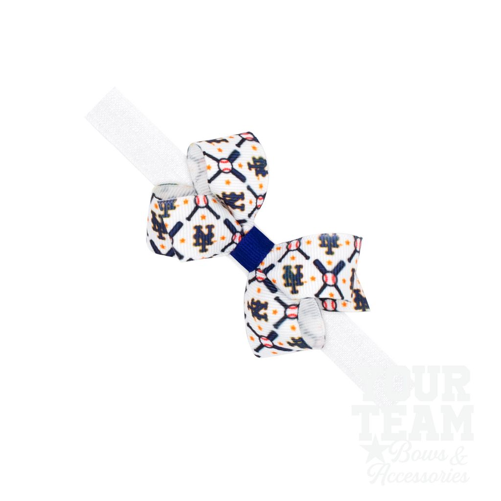 Mini New York Mets Logo Print Bow Baby Band - NEW YORK METS / ONE SIZE
