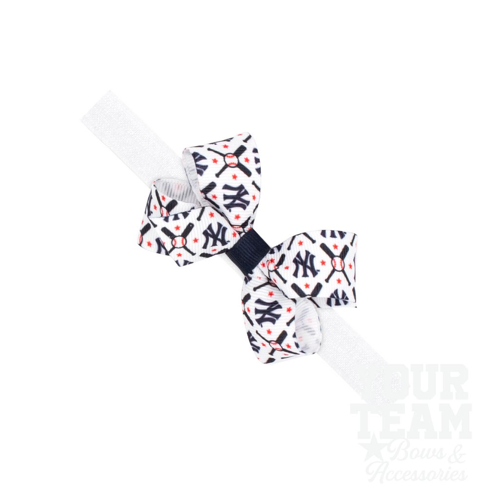 Mini New York Yankees Logo Print Bow Baby Band - NEW YORK YANKEES / ONE SIZE