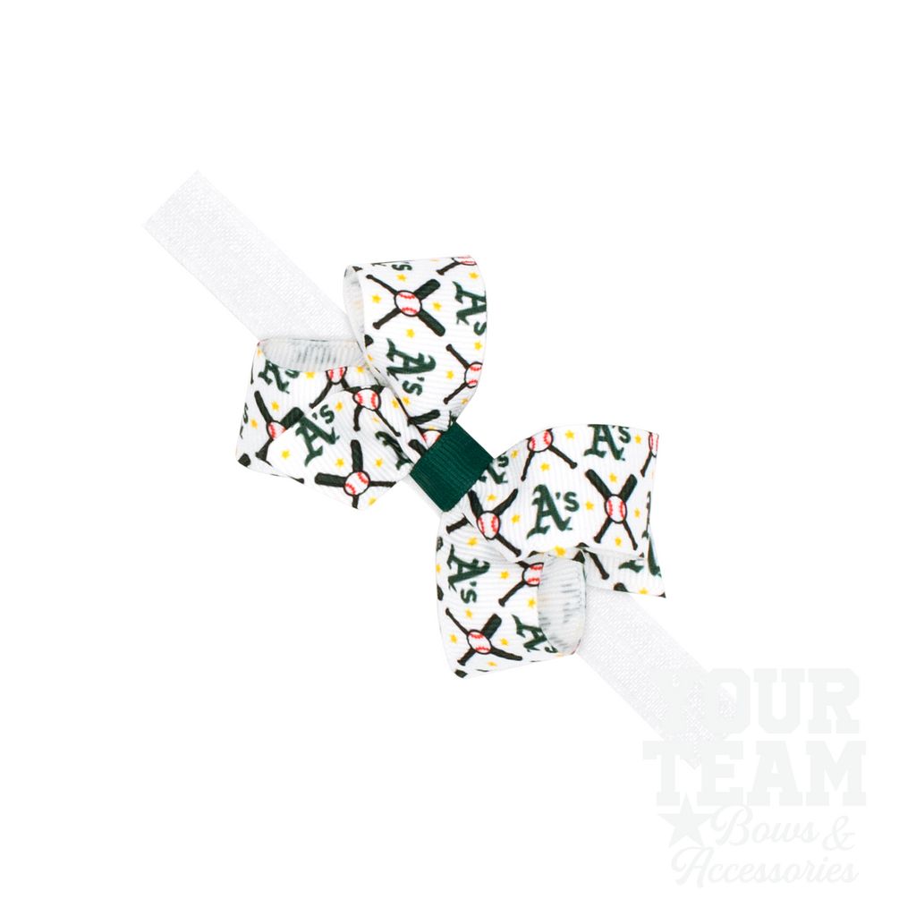Mini Oakland Athletics Logo Print Bow Baby Band - OAKLAND ATHLETICS / ONE SIZE
