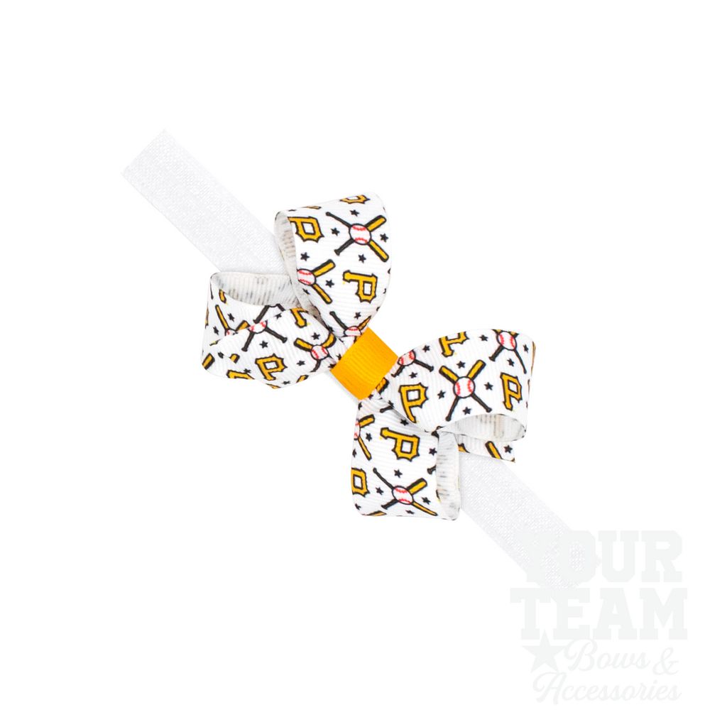 Mini Pittsburgh Pirates Logo Print Bow Baby Band - PITTSBURGH PIRATES / ONE SIZE