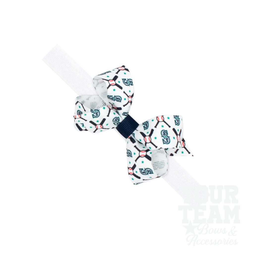 Mini Seattle Mariners Logo Print Bow Baby Band - SEATTLE MARINERS / ONE SIZE