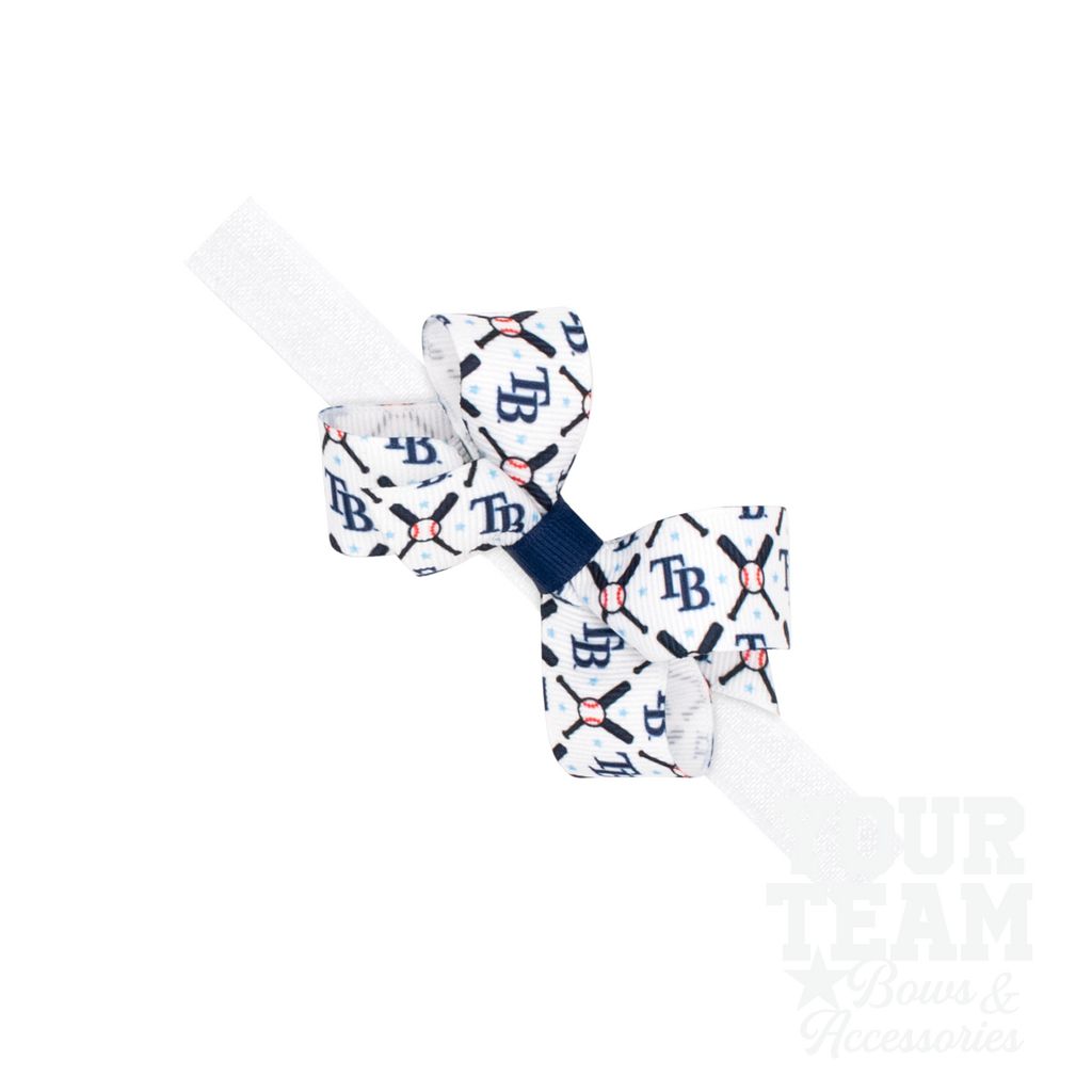Mini Tampa Bay Rays Logo Print Bow Baby Band - TAMPA BAY RAYS / ONE SIZE