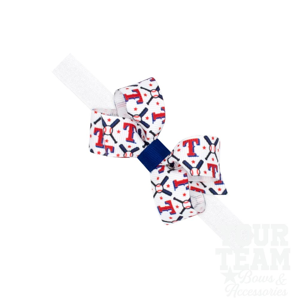 Mini Texas Rangers Logo Print Bow Baby Band - TEXAS RANGERS / ONE SIZE