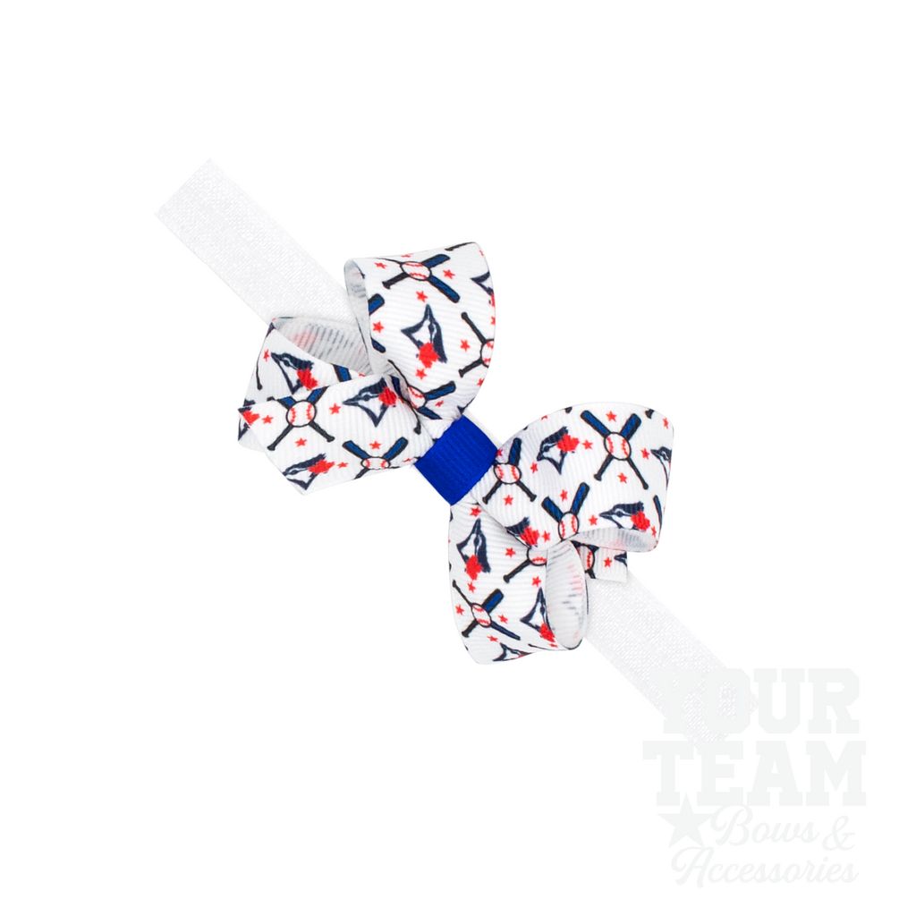 Mini Toronto Blue Jays Logo Print Bow Baby Band - TORONTO BLUE JAYS / ONE SIZE