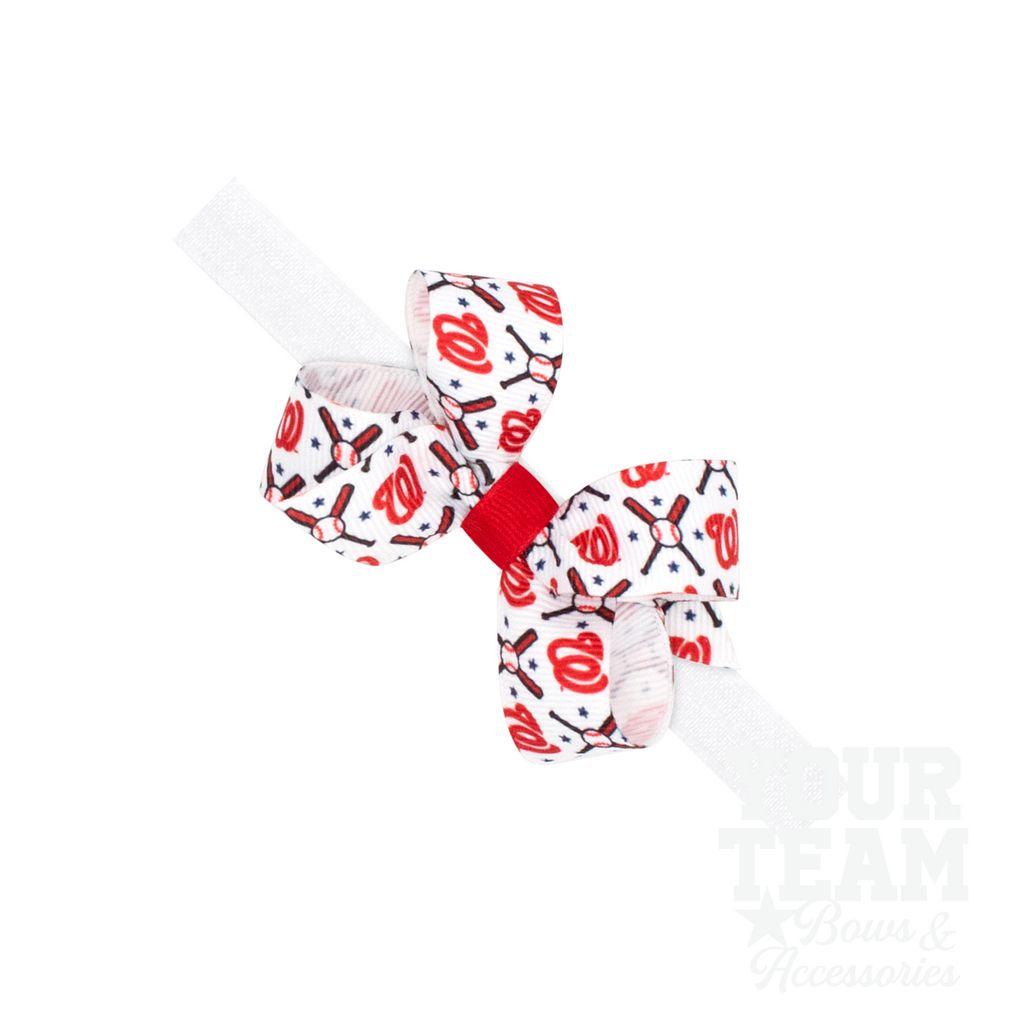 Mini Washington Nationals Logo Print Bow Baby Band - WASHINGTON NATIONALS / ONE SIZE