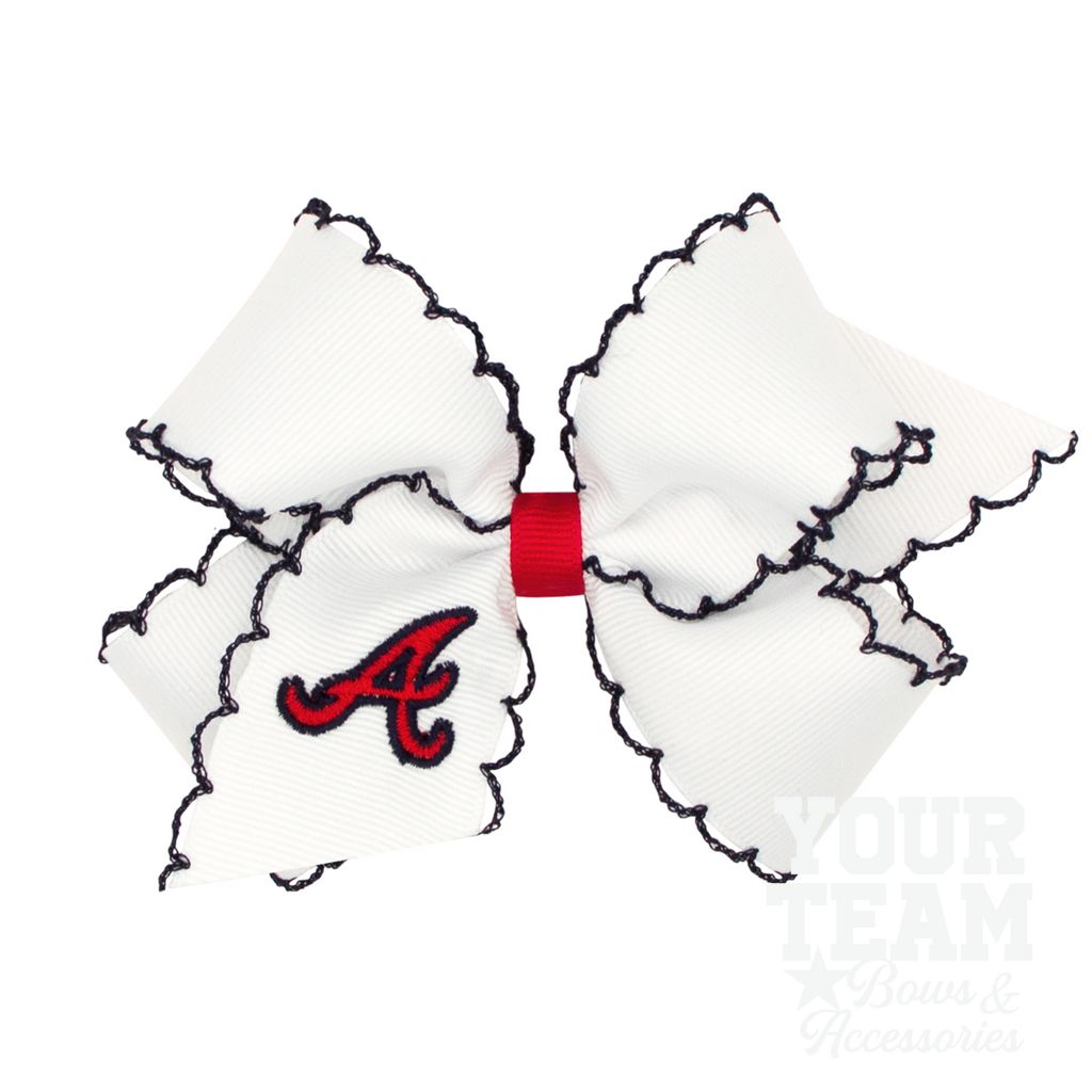 Medium Atlanta Braves Embroidered Moonstitch Hair Bow - ATLANTA BRAVES