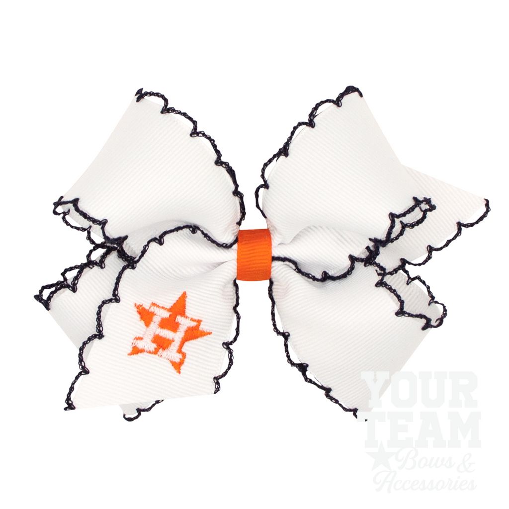 Medium Houston Astros Embroidered Moonstitch Hair Bow - HOUSTON ASTROS