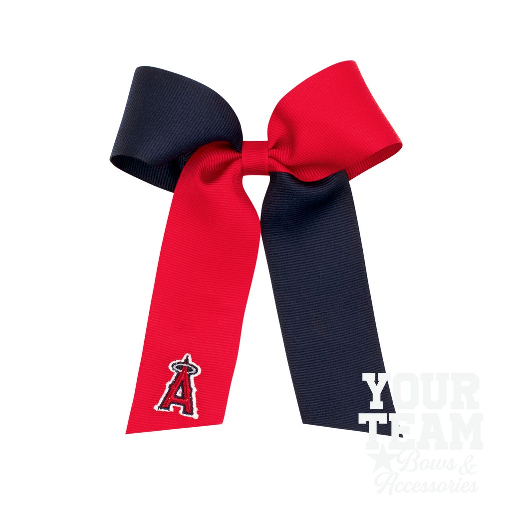Medium Los Angeles Angels Two-Tone Embroidered Cheer Bow - LOS ANGELES ANGELS