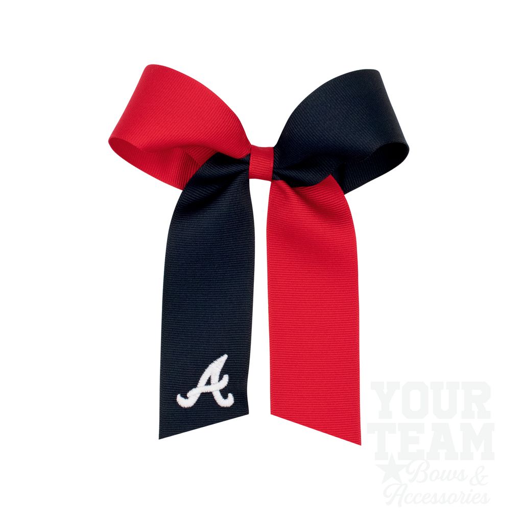 Medium Atlanta Braves Two-Tone Embroidered Cheer Bow - ATLANTA BRAVES