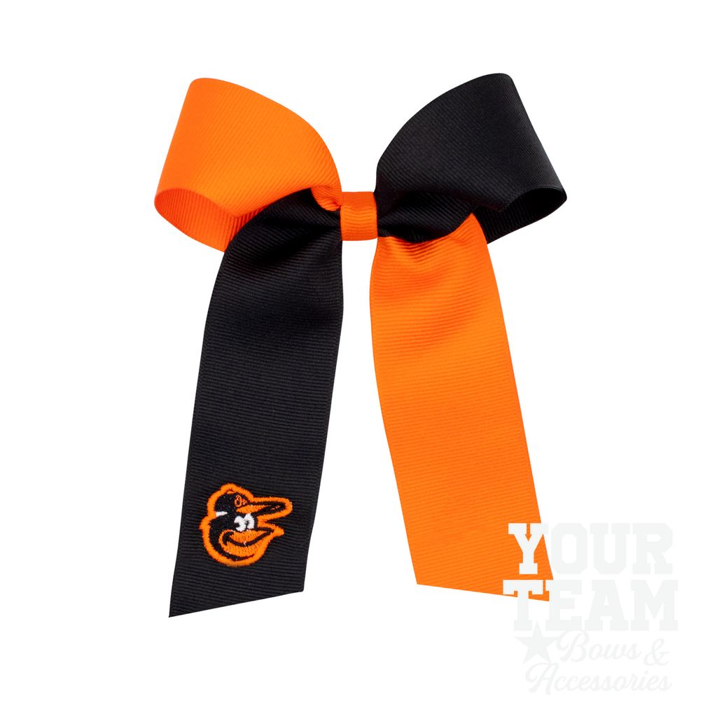 Medium Baltimore Orioles Two-Tone Embroidered Cheer Bow - BALTIMORE ORIOLES