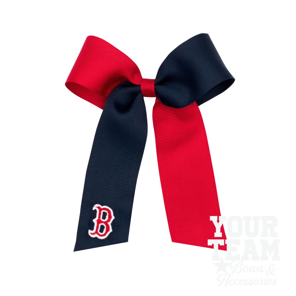 Medium Boston Red Sox Two-Tone Embroidered Cheer Bow - BOSTON RED SOX