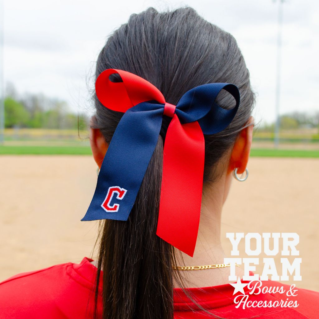 Medium Miami Marlins Two-Tone Embroidered Cheer Bow