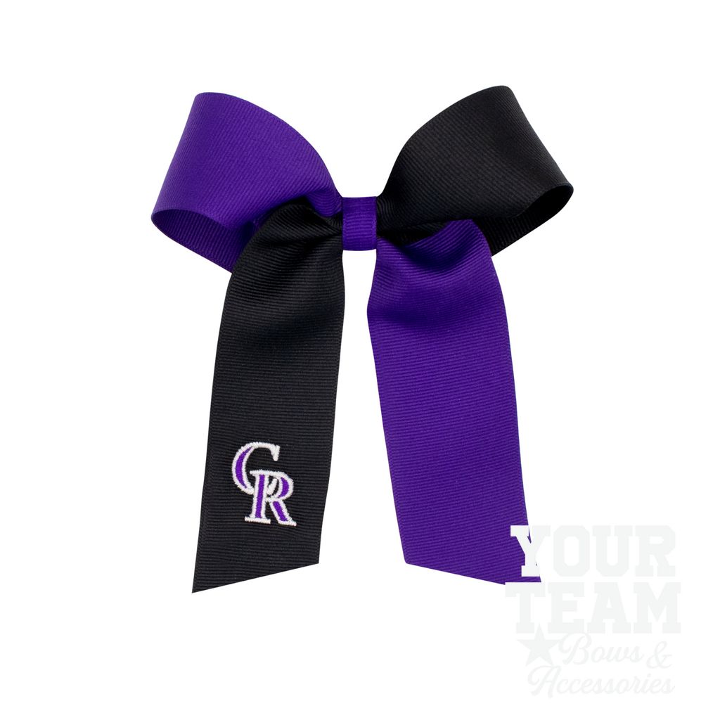 Medium Colorado Rockies Two-Tone Embroidered Cheer Bow - COLORADO ROCKIES