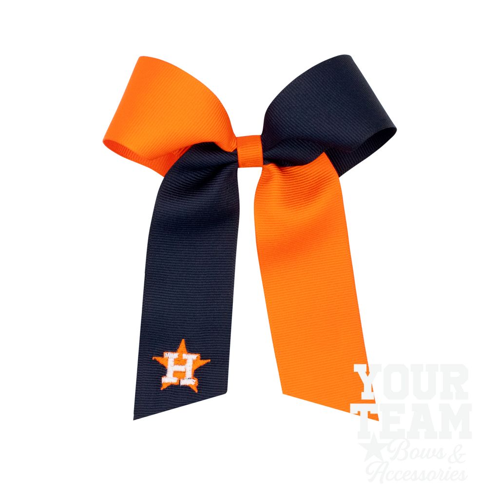 Medium Houston Astros Two-Tone Embroidered Cheer Bow - HOUSTON ASTROS