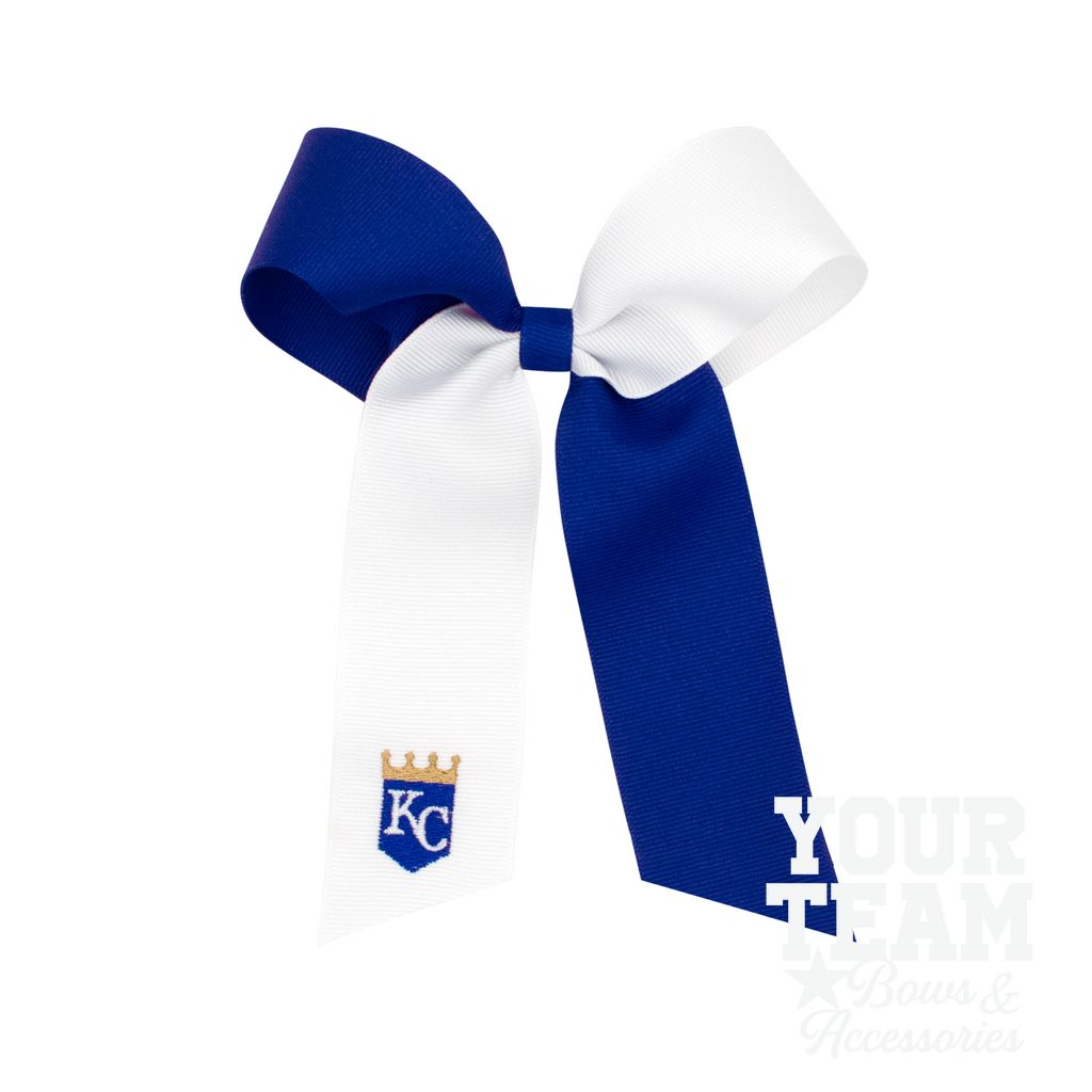 Medium Kansas City Royals Two-Tone Embroidered Cheer Bow - KANSAS CITY ROYALS